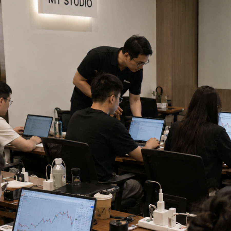 学员在课堂中对照图表练习量价分析